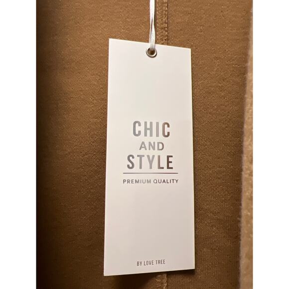 NWT Love Tree Women’s Long Sleeve Open Front Comfort Soft Long Coat Size L Beige - Picture 4 of 5